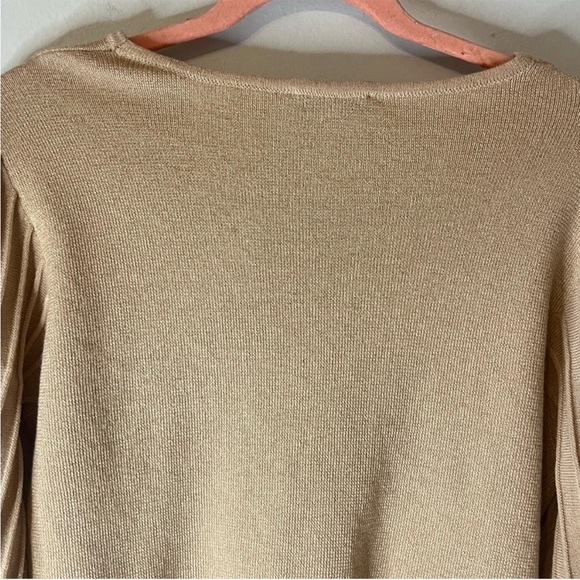 Nanette Lepore Metalic Gold Knit Sweater Scoop
Pullover Puffy Ribbed Sleeve Sz L - Picture 8 of 11